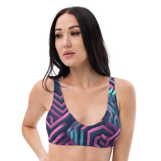 3D Maze Illusion | 3D Patterns | All-Over Print Recycled Padded Bikini Top - #4