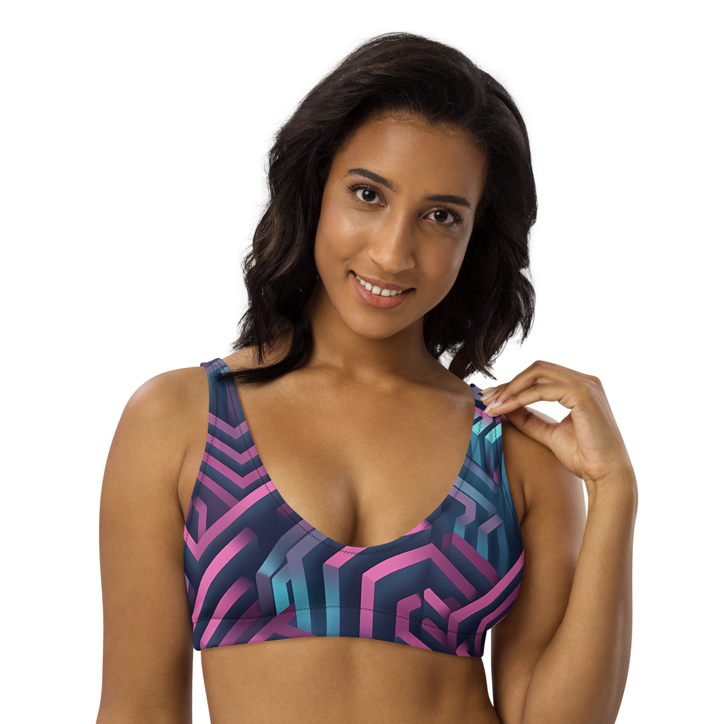 3D Maze Illusion | 3D Patterns | All-Over Print Recycled Padded Bikini Top - #4