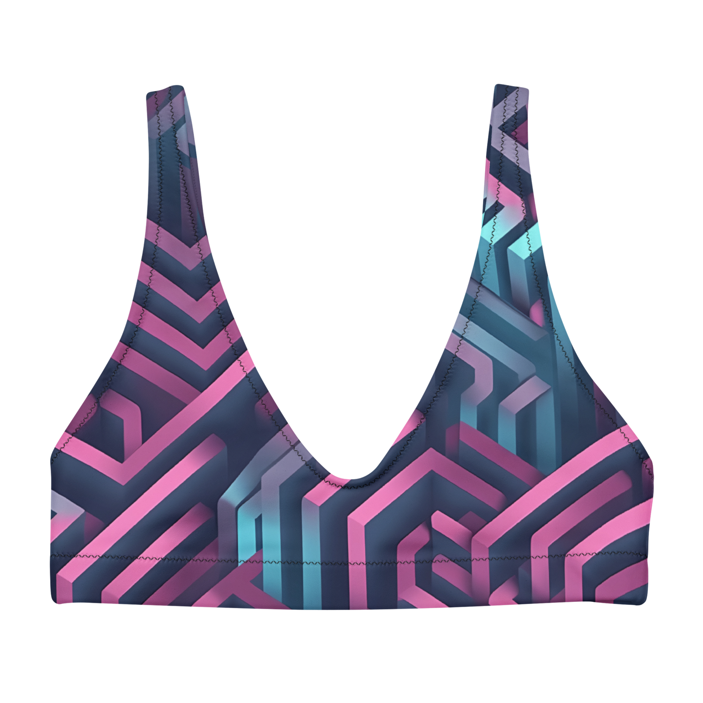 3D Maze Illusion | 3D Patterns | All-Over Print Recycled Padded Bikini Top - #4