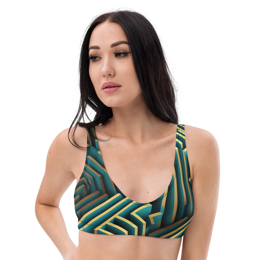 3D Maze Illusion | 3D Patterns | All-Over Print Recycled Padded Bikini Top - #5
