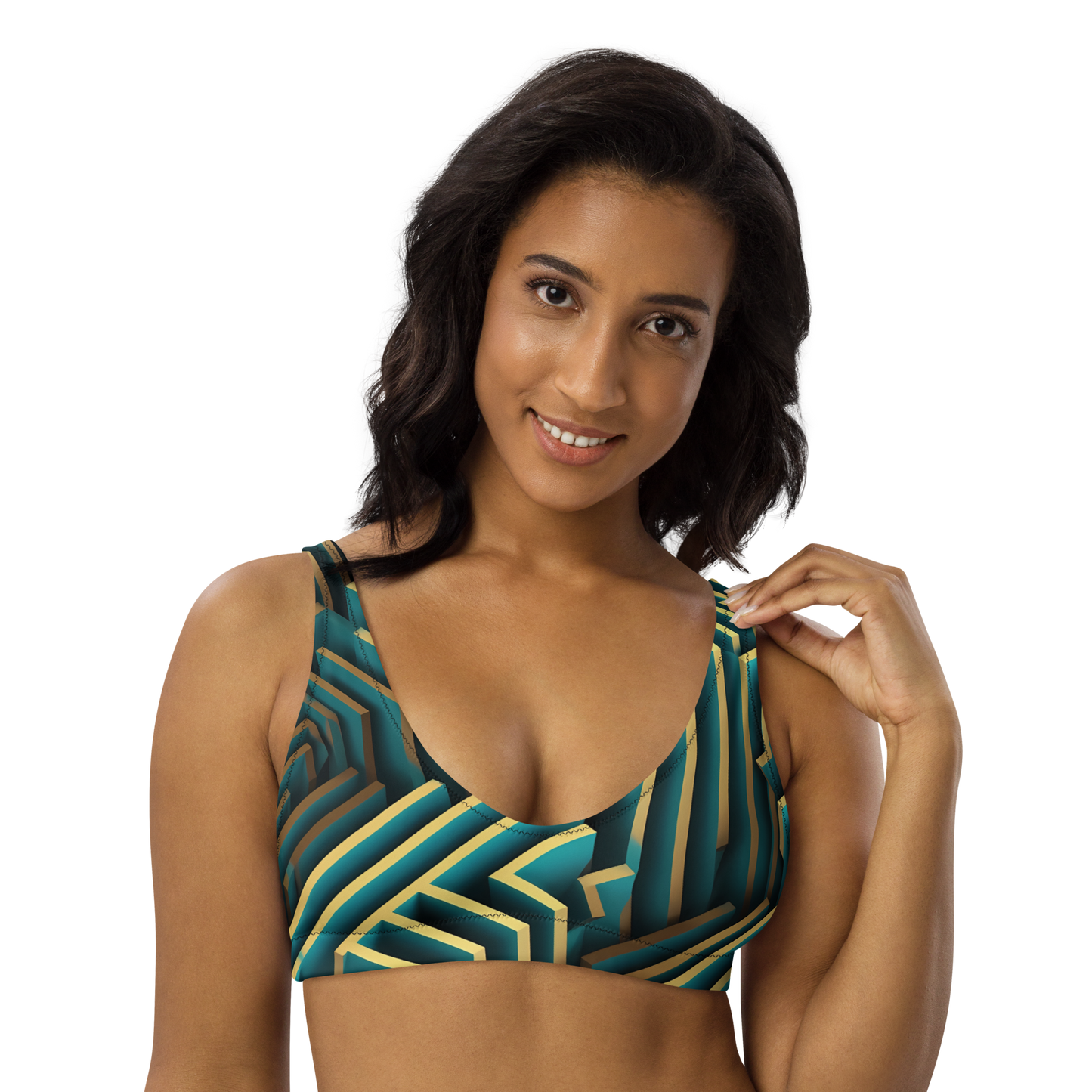 3D Maze Illusion | 3D Patterns | All-Over Print Recycled Padded Bikini Top - #5