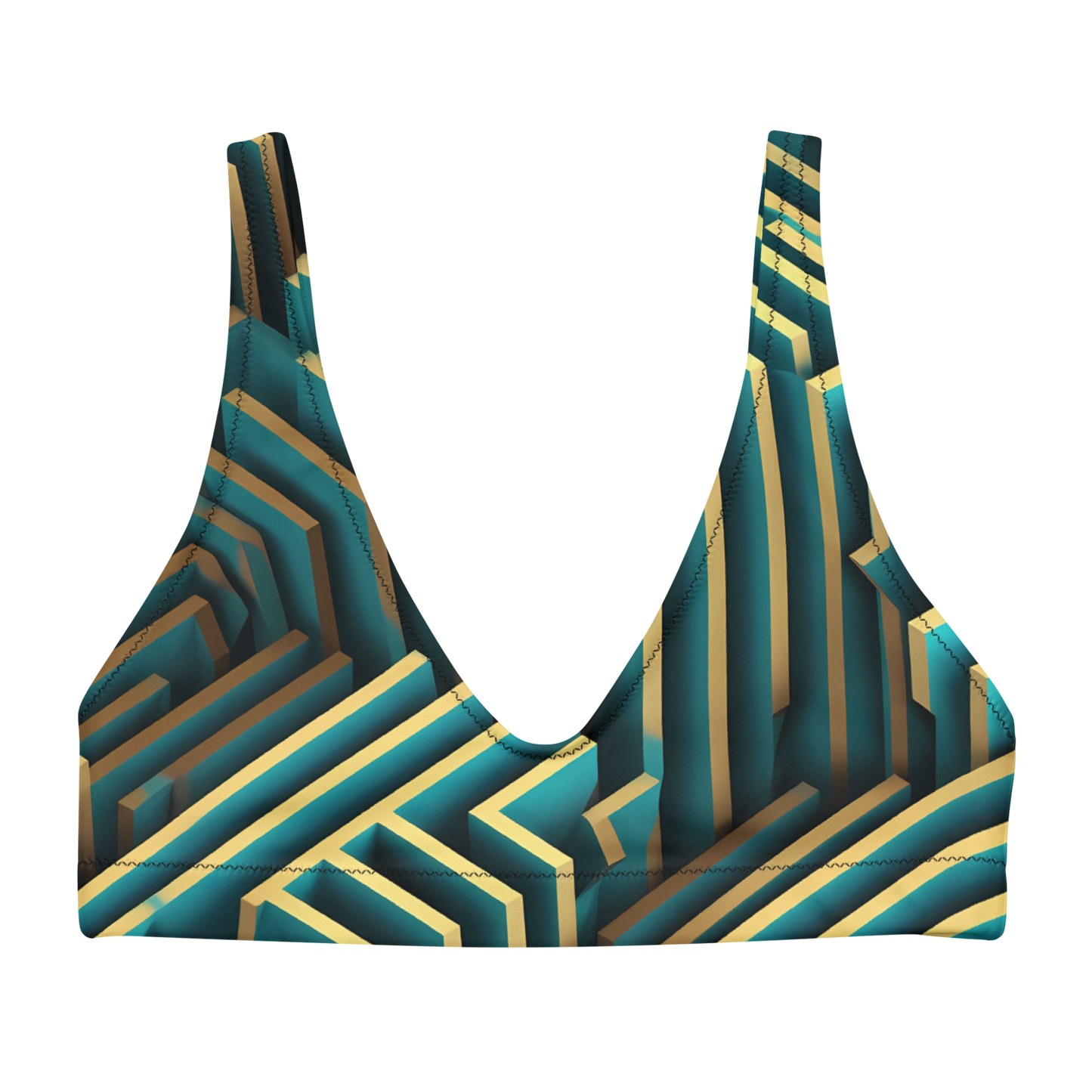 3D Maze Illusion | 3D Patterns | All-Over Print Recycled Padded Bikini Top - #5