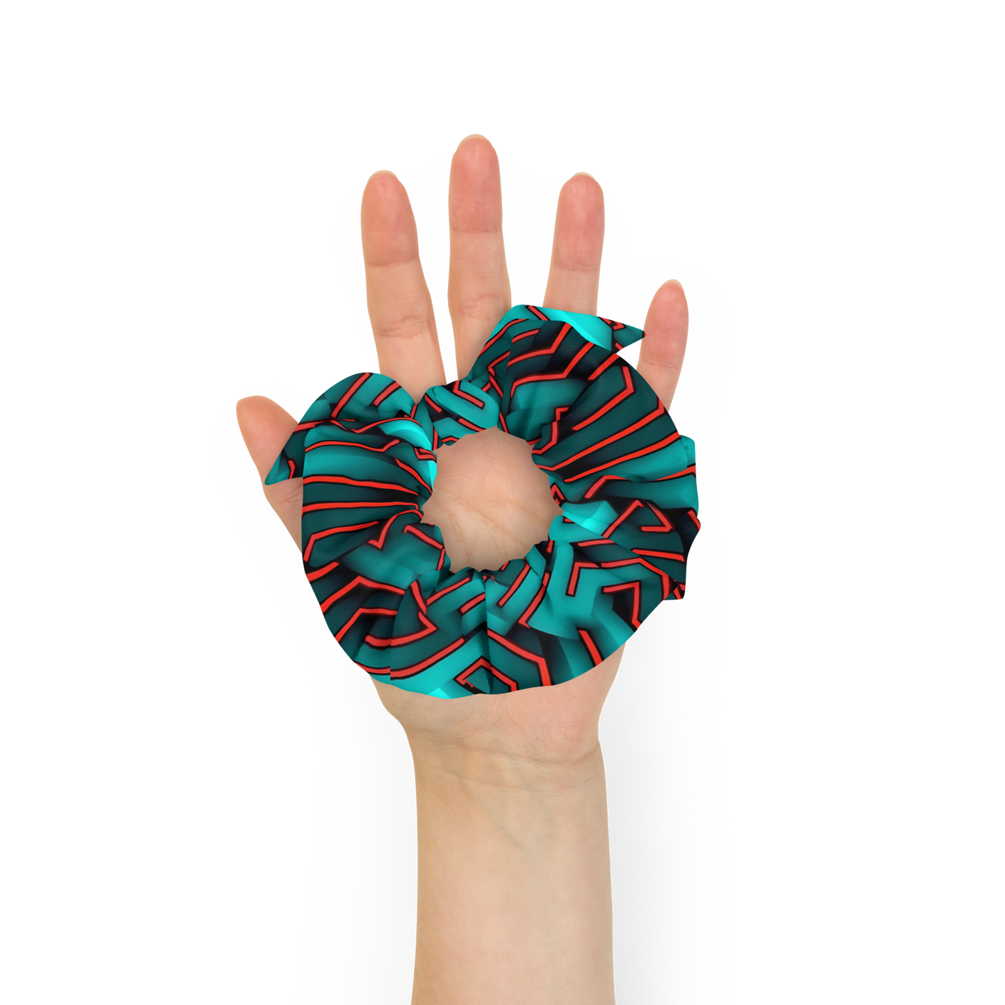 3D Maze Illusion | 3D Patterns | All-Over Print Recycled Scrunchie - #2