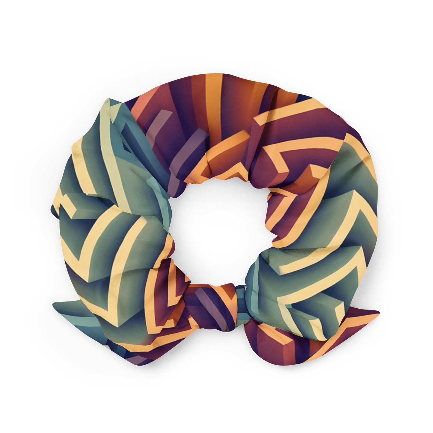 3D Maze Illusion | 3D Patterns | All-Over Print Recycled Scrunchie - #3