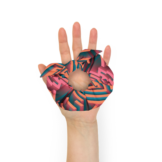 3D Maze Illusion | 3D Patterns | All-Over Print Recycled Scrunchie - #1