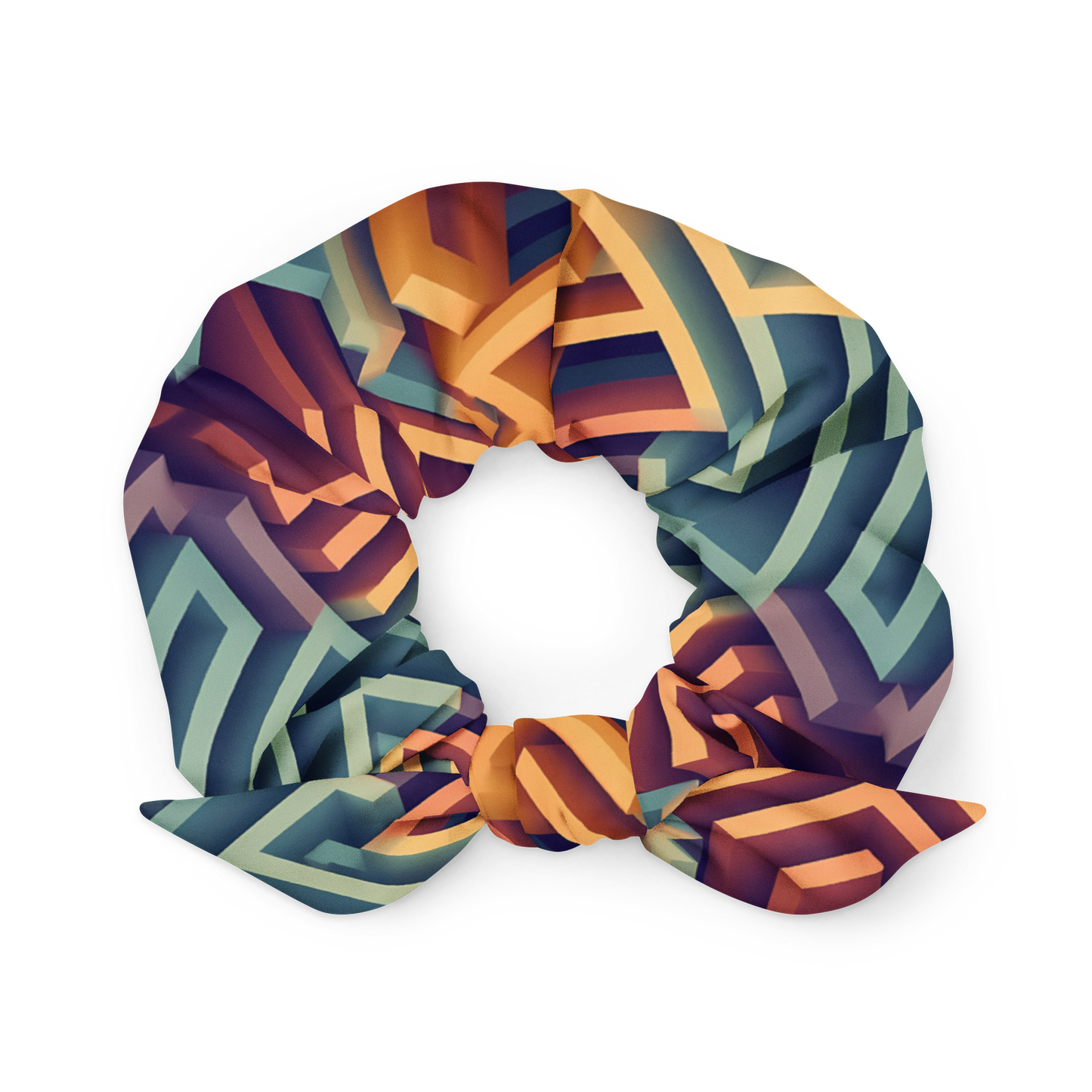 3D Maze Illusion | 3D Patterns | All-Over Print Recycled Scrunchie - #3