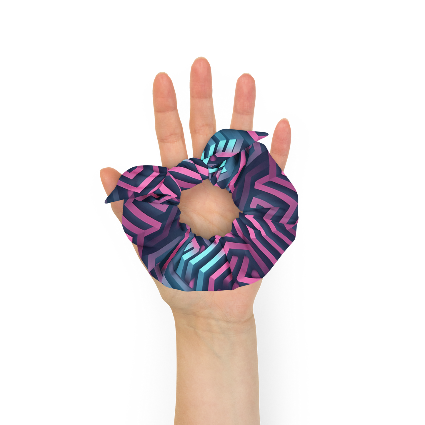 3D Maze Illusion | 3D Patterns | All-Over Print Recycled Scrunchie - #4
