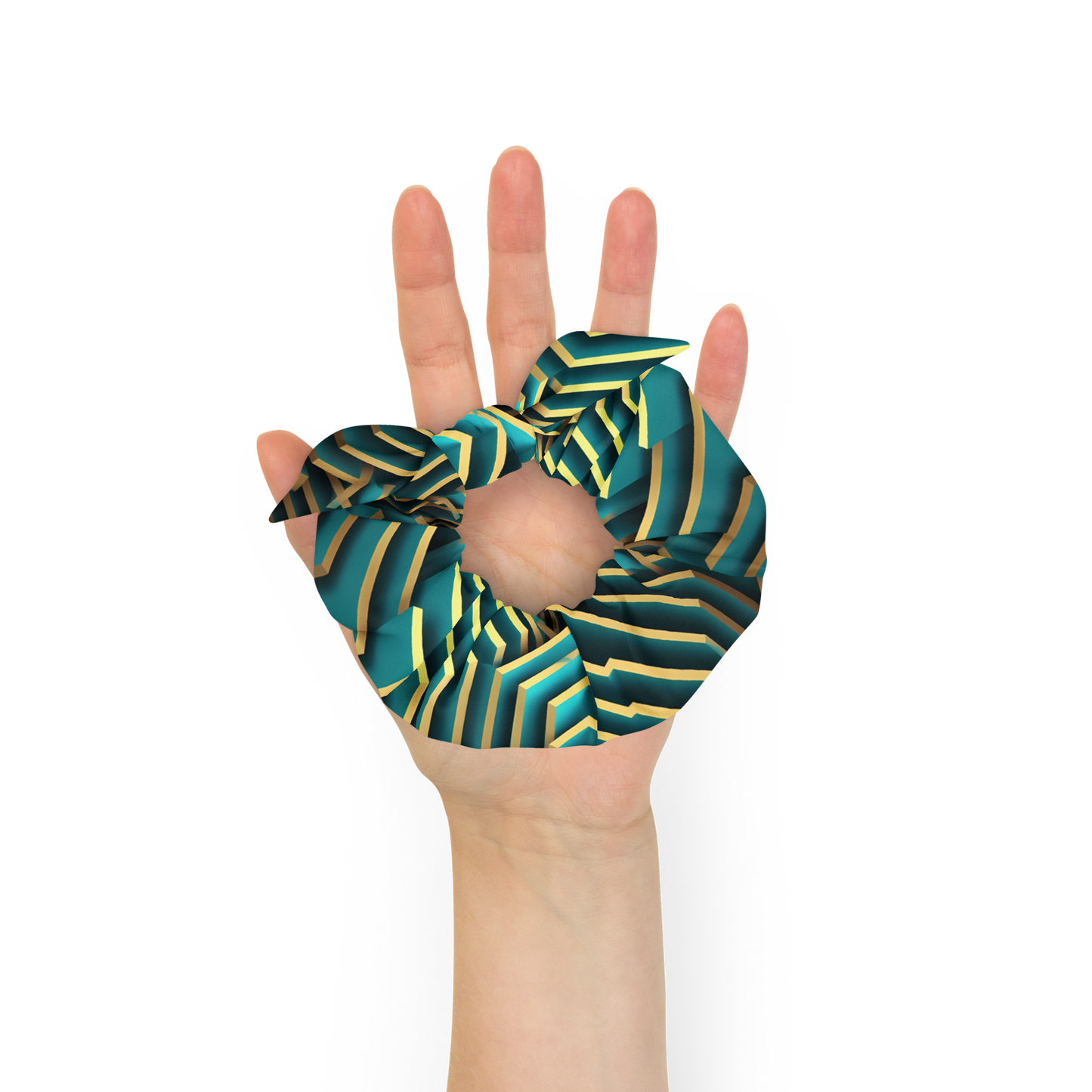 3D Maze Illusion | 3D Patterns | All-Over Print Recycled Scrunchie - #5