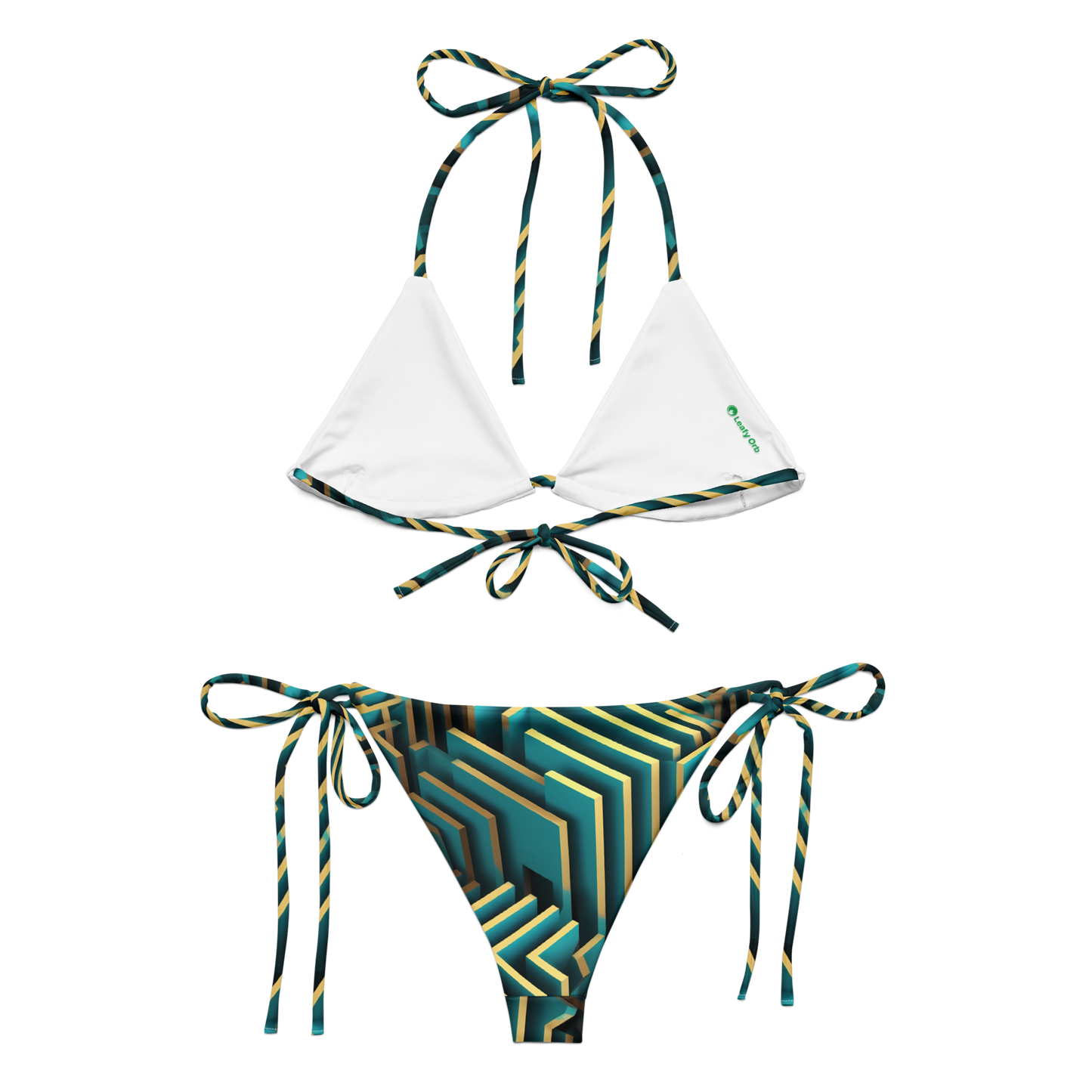 3D Maze Illusion | 3D Patterns | All-Over Print Recycled String Bikini - #5