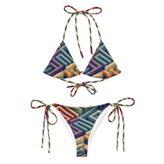 3D Maze Illusion | 3D Patterns | All-Over Print Recycled String Bikini - #3