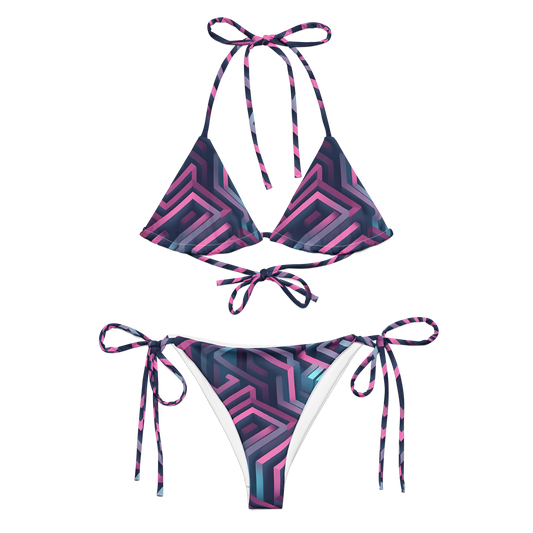 3D Maze Illusion | 3D Patterns | All-Over Print Recycled String Bikini - #4
