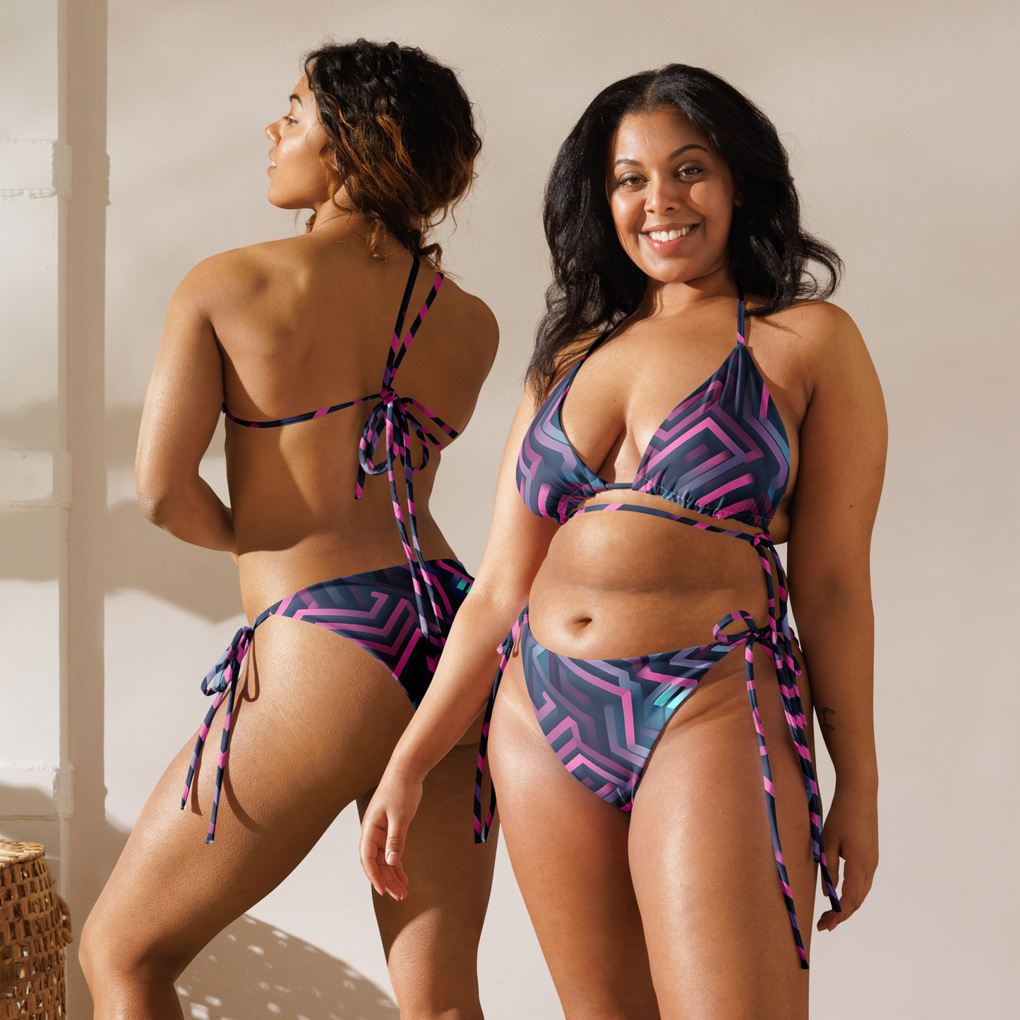 3D Maze Illusion | 3D Patterns | All-Over Print Recycled String Bikini - #4