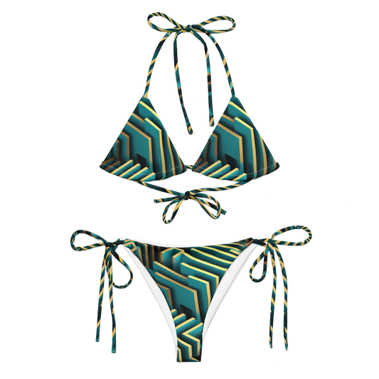 3D Maze Illusion | 3D Patterns | All-Over Print Recycled String Bikini - #5