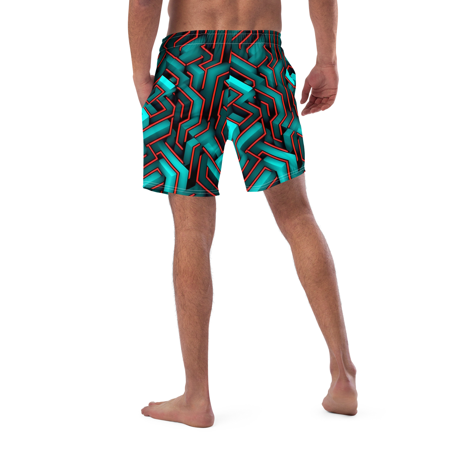 3D Maze Illusion | 3D Patterns | All-Over Print Recycled Swim Trunks - #2