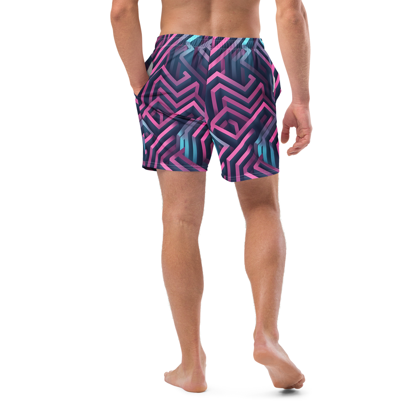 3D Maze Illusion | 3D Patterns | All-Over Print Recycled Swim Trunks - #4