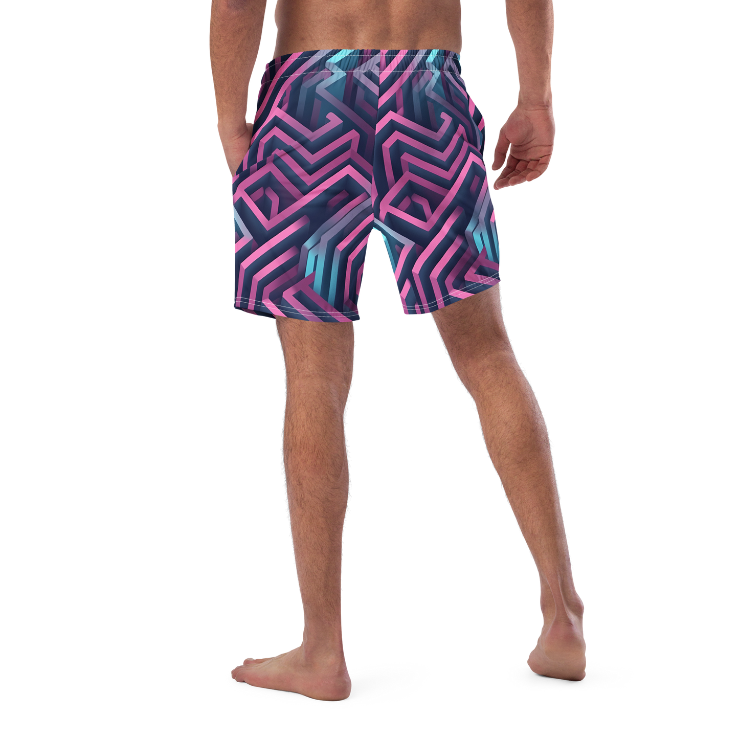 3D Maze Illusion | 3D Patterns | All-Over Print Recycled Swim Trunks - #4