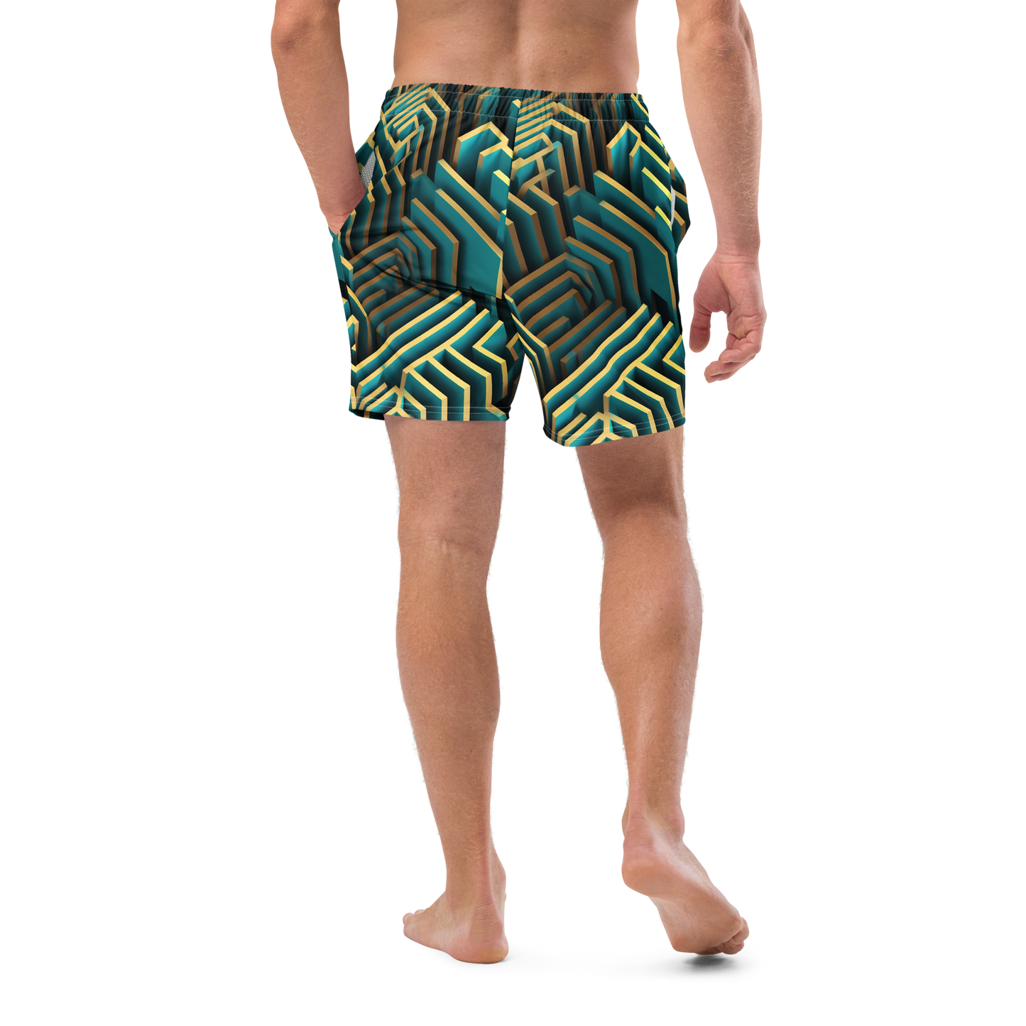 3D Maze Illusion | 3D Patterns | All-Over Print Recycled Swim Trunks - #5