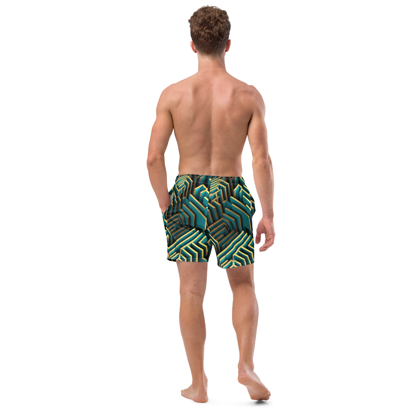 3D Maze Illusion | 3D Patterns | All-Over Print Recycled Swim Trunks - #5