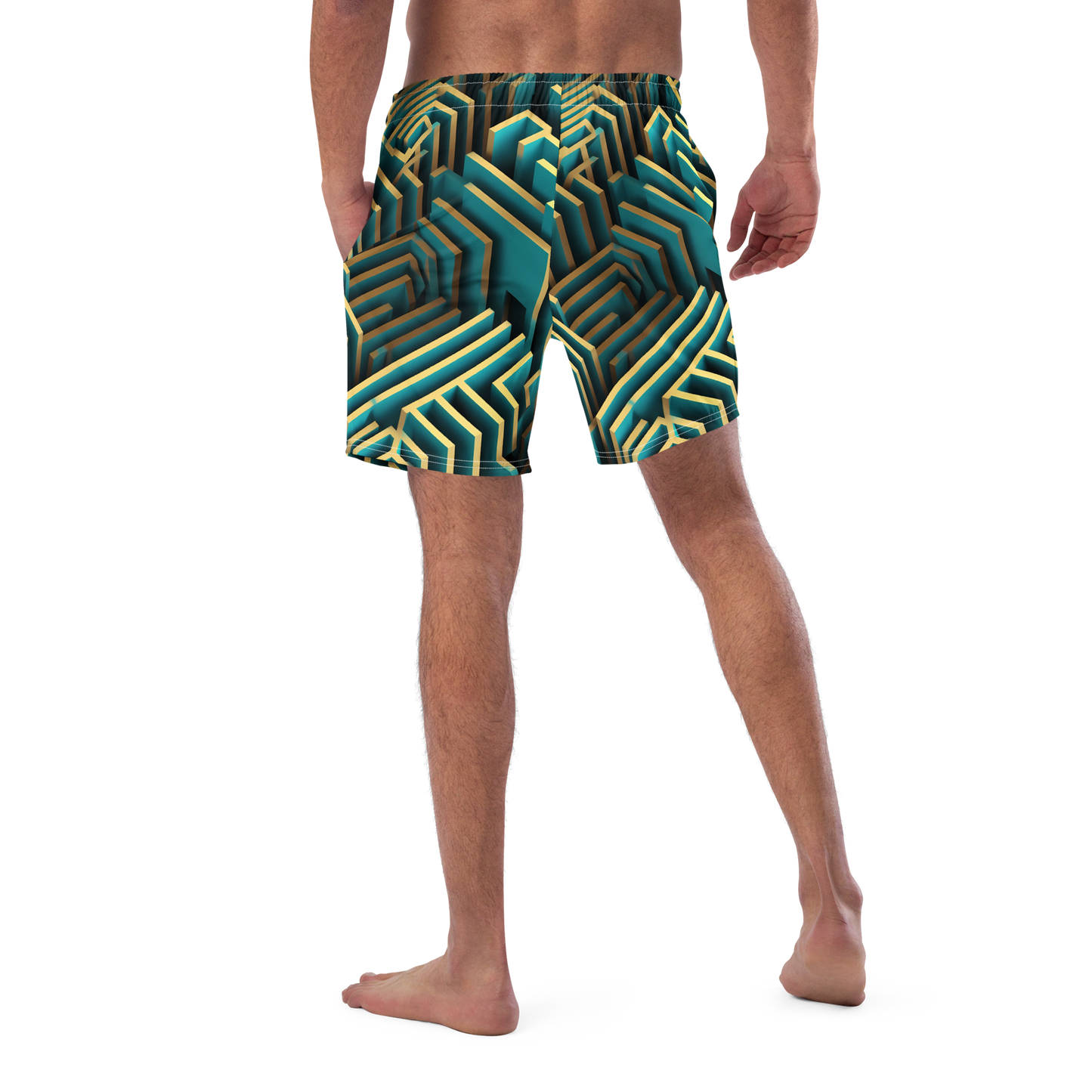 3D Maze Illusion | 3D Patterns | All-Over Print Recycled Swim Trunks - #5