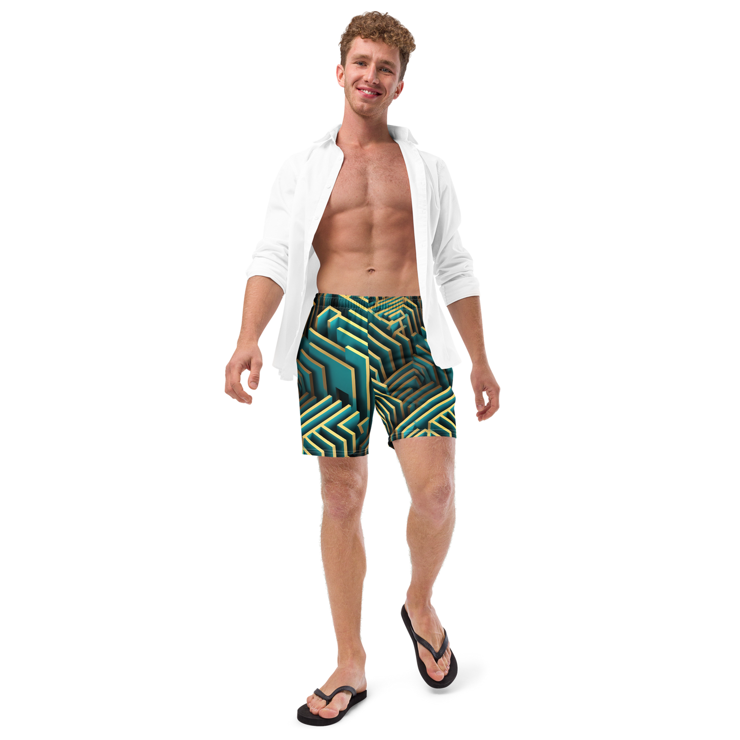 3D Maze Illusion | 3D Patterns | All-Over Print Recycled Swim Trunks - #5