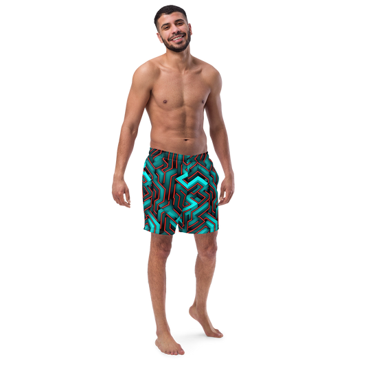 3D Maze Illusion | 3D Patterns | All-Over Print Recycled Swim Trunks - #2