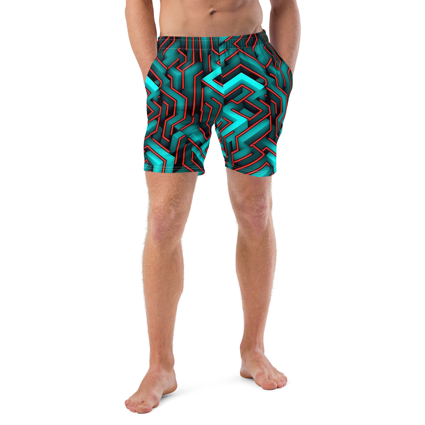 3D Maze Illusion | 3D Patterns | All-Over Print Recycled Swim Trunks - #2