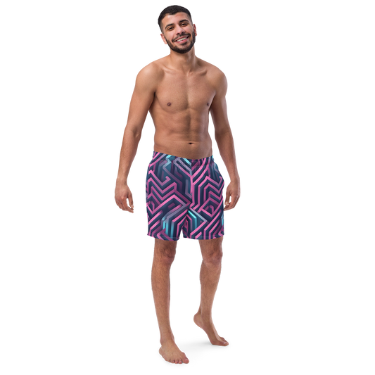 3D Maze Illusion | 3D Patterns | All-Over Print Recycled Swim Trunks - #4