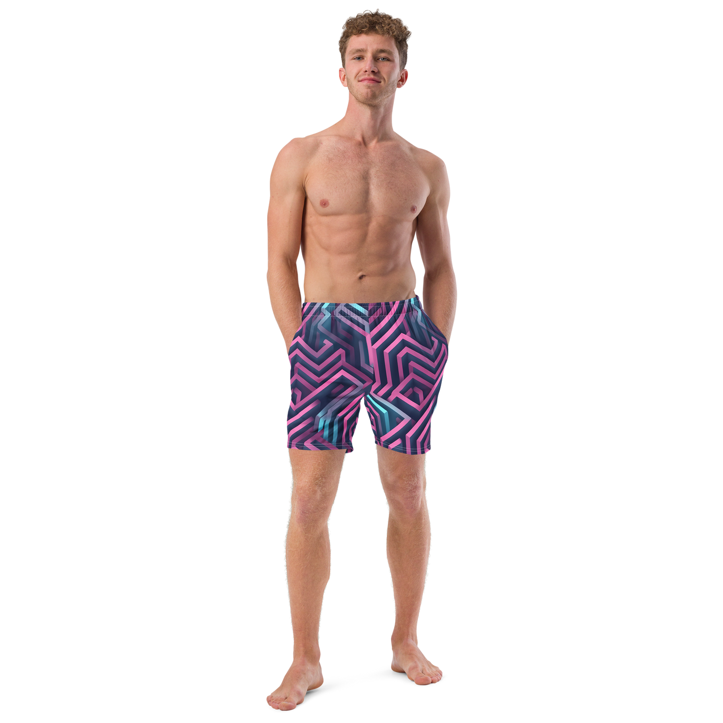 3D Maze Illusion | 3D Patterns | All-Over Print Recycled Swim Trunks - #4