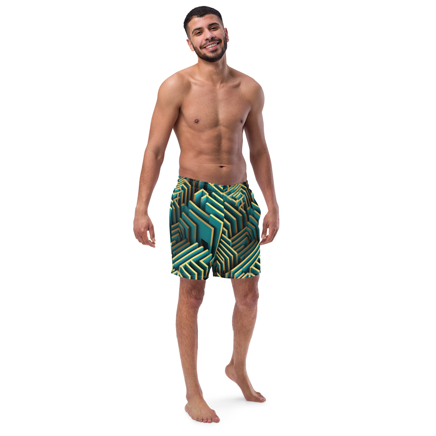 3D Maze Illusion | 3D Patterns | All-Over Print Recycled Swim Trunks - #5