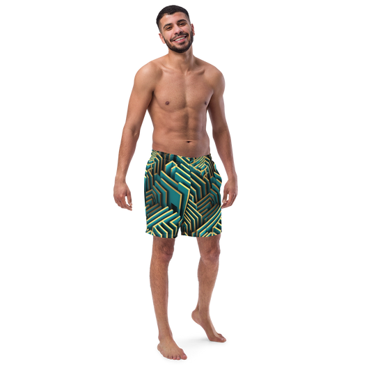3D Maze Illusion | 3D Patterns | All-Over Print Recycled Swim Trunks - #5