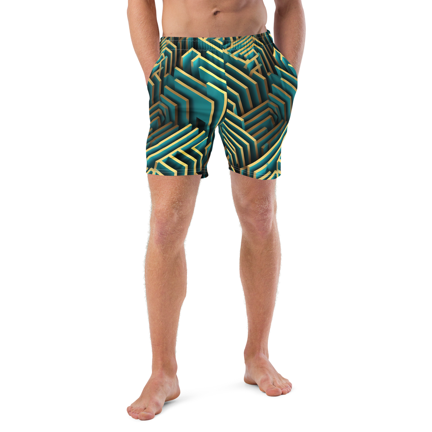 3D Maze Illusion | 3D Patterns | All-Over Print Recycled Swim Trunks - #5