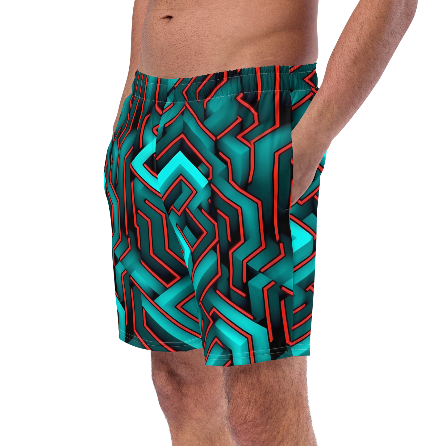 3D Maze Illusion | 3D Patterns | All-Over Print Recycled Swim Trunks - #2