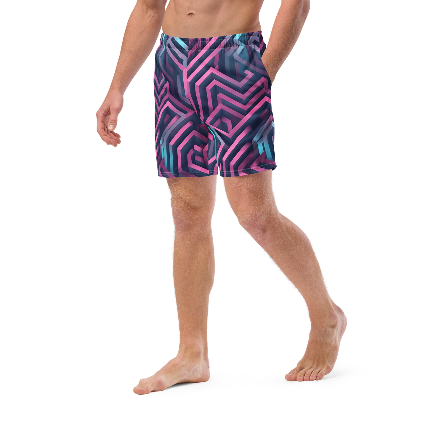 3D Maze Illusion | 3D Patterns | All-Over Print Recycled Swim Trunks - #4