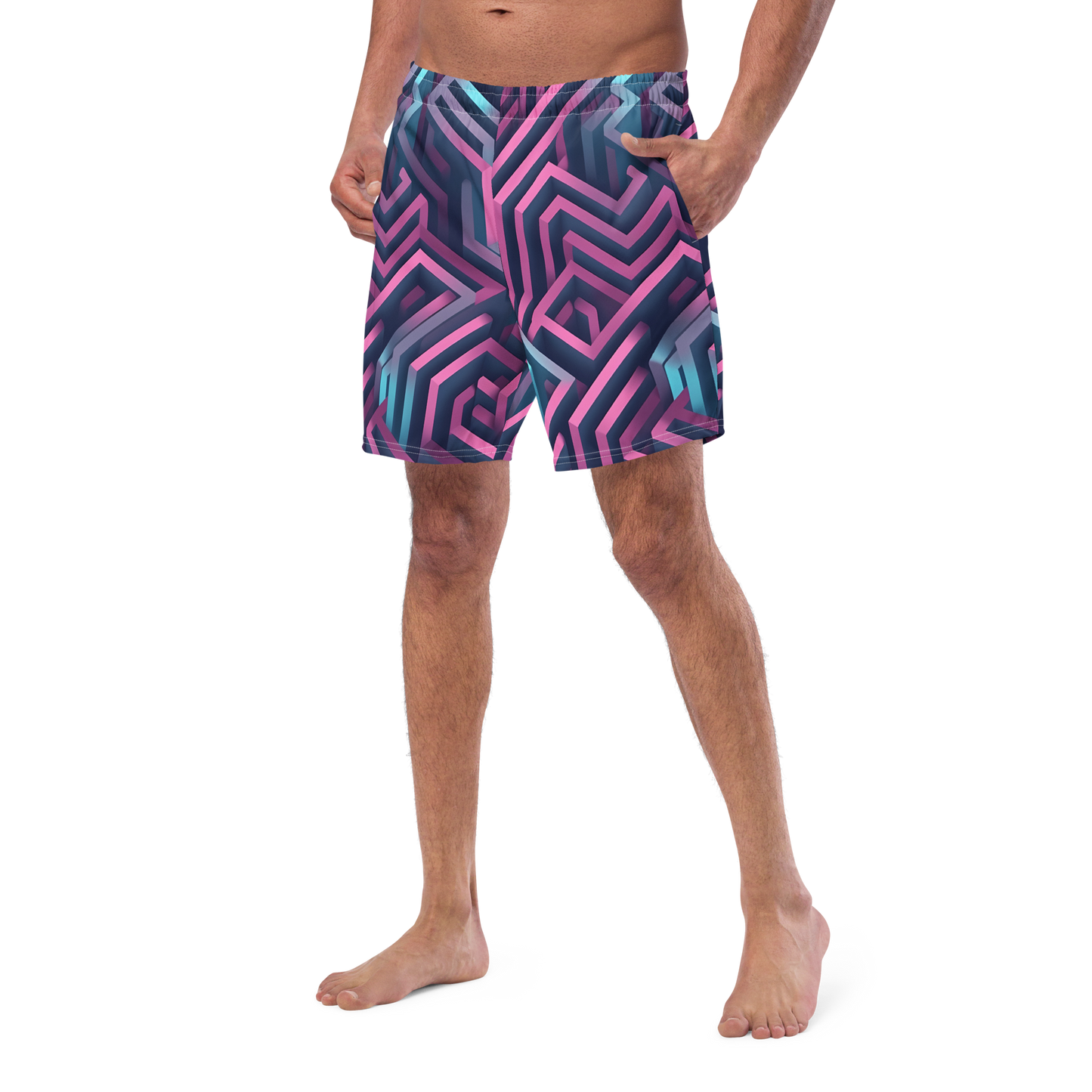 3D Maze Illusion | 3D Patterns | All-Over Print Recycled Swim Trunks - #4