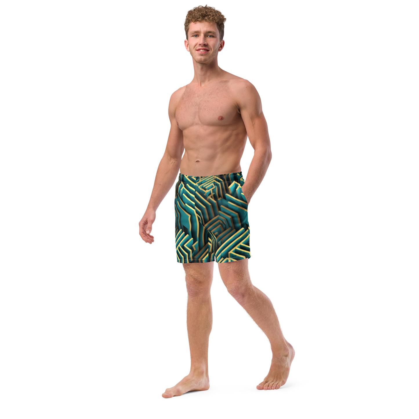 3D Maze Illusion | 3D Patterns | All-Over Print Recycled Swim Trunks - #5