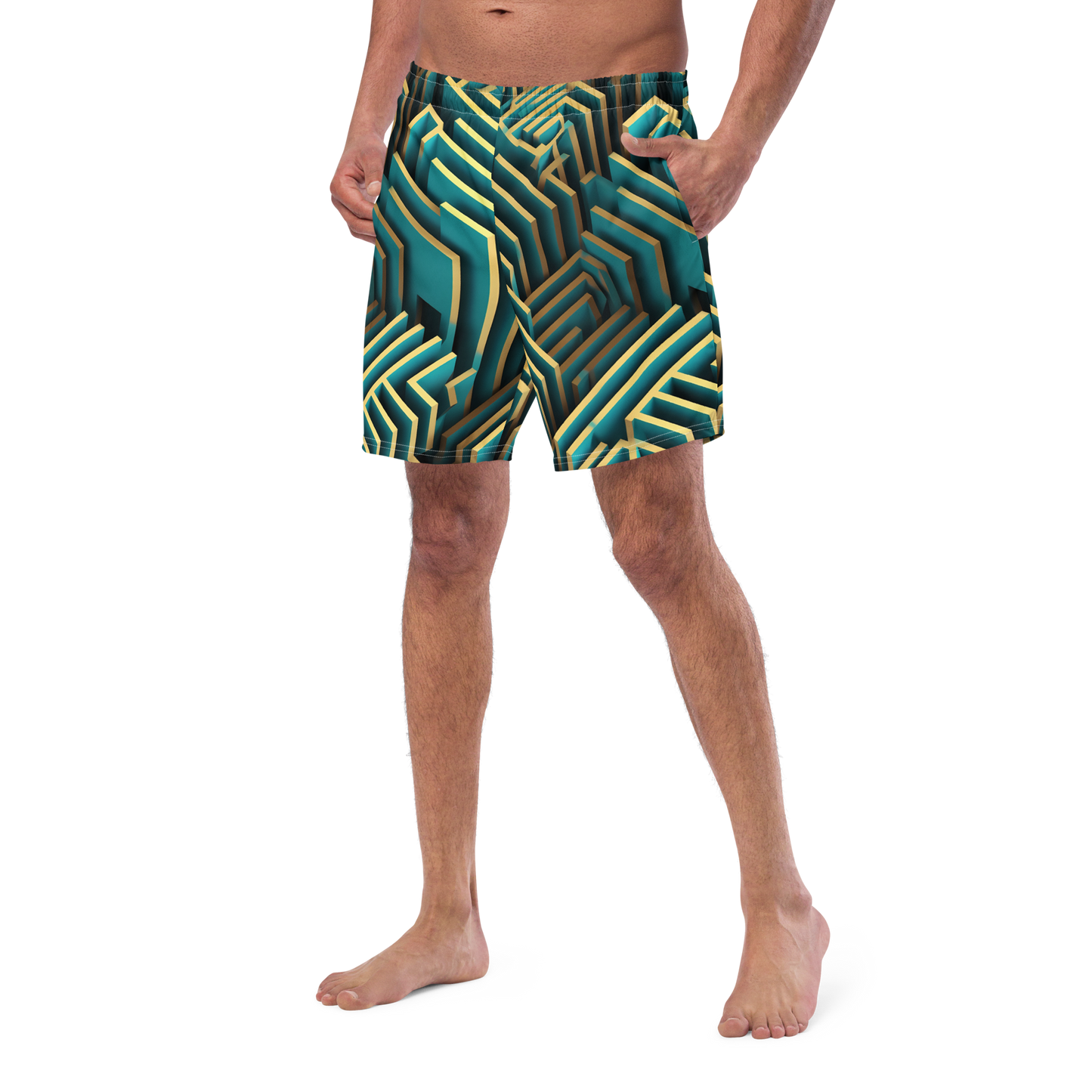 3D Maze Illusion | 3D Patterns | All-Over Print Recycled Swim Trunks - #5