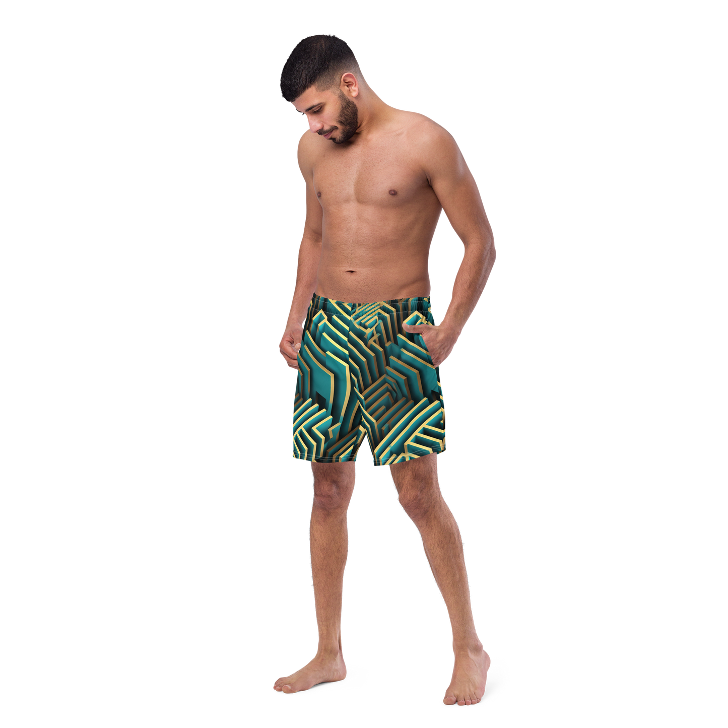 3D Maze Illusion | 3D Patterns | All-Over Print Recycled Swim Trunks - #5