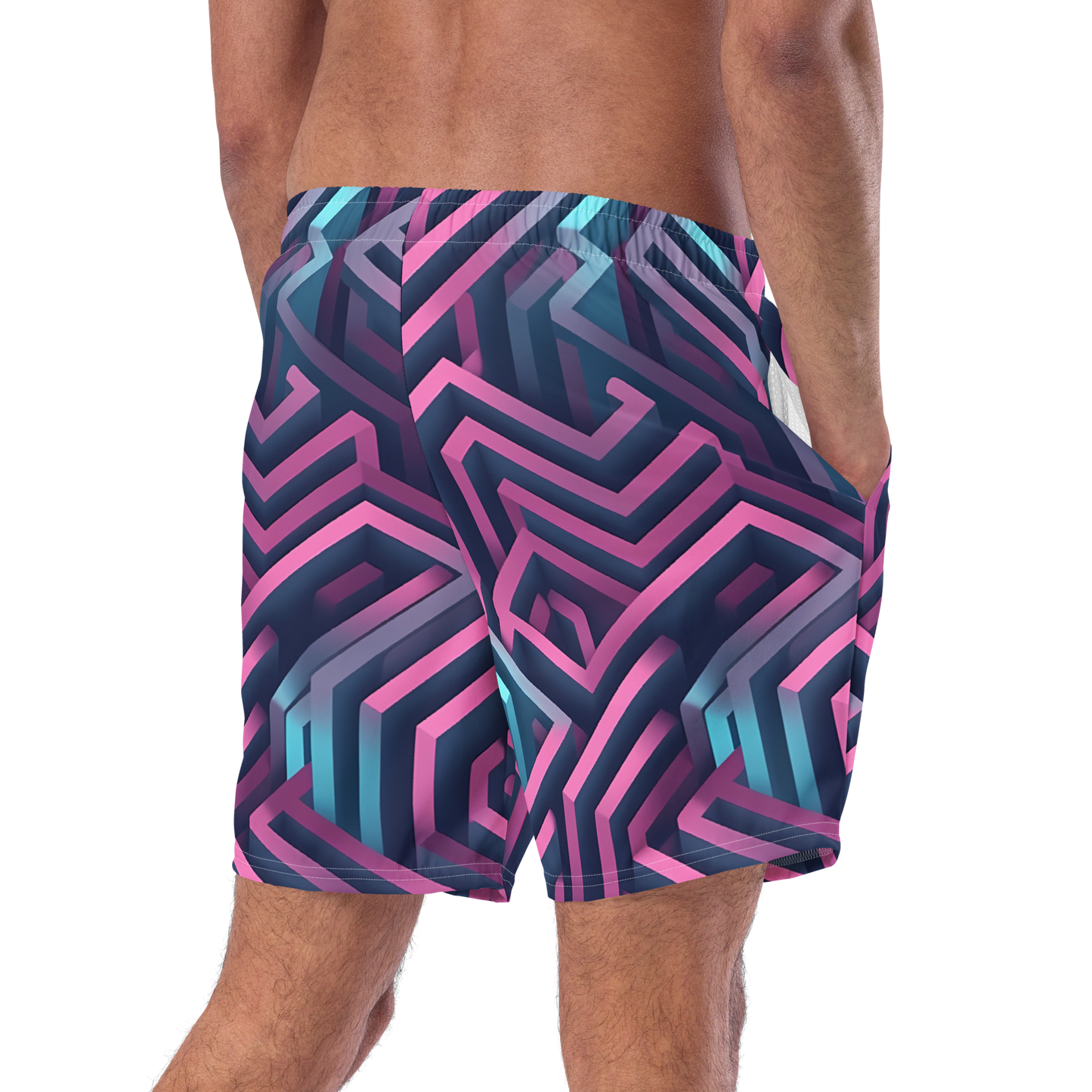 3D Maze Illusion | 3D Patterns | All-Over Print Recycled Swim Trunks - #4