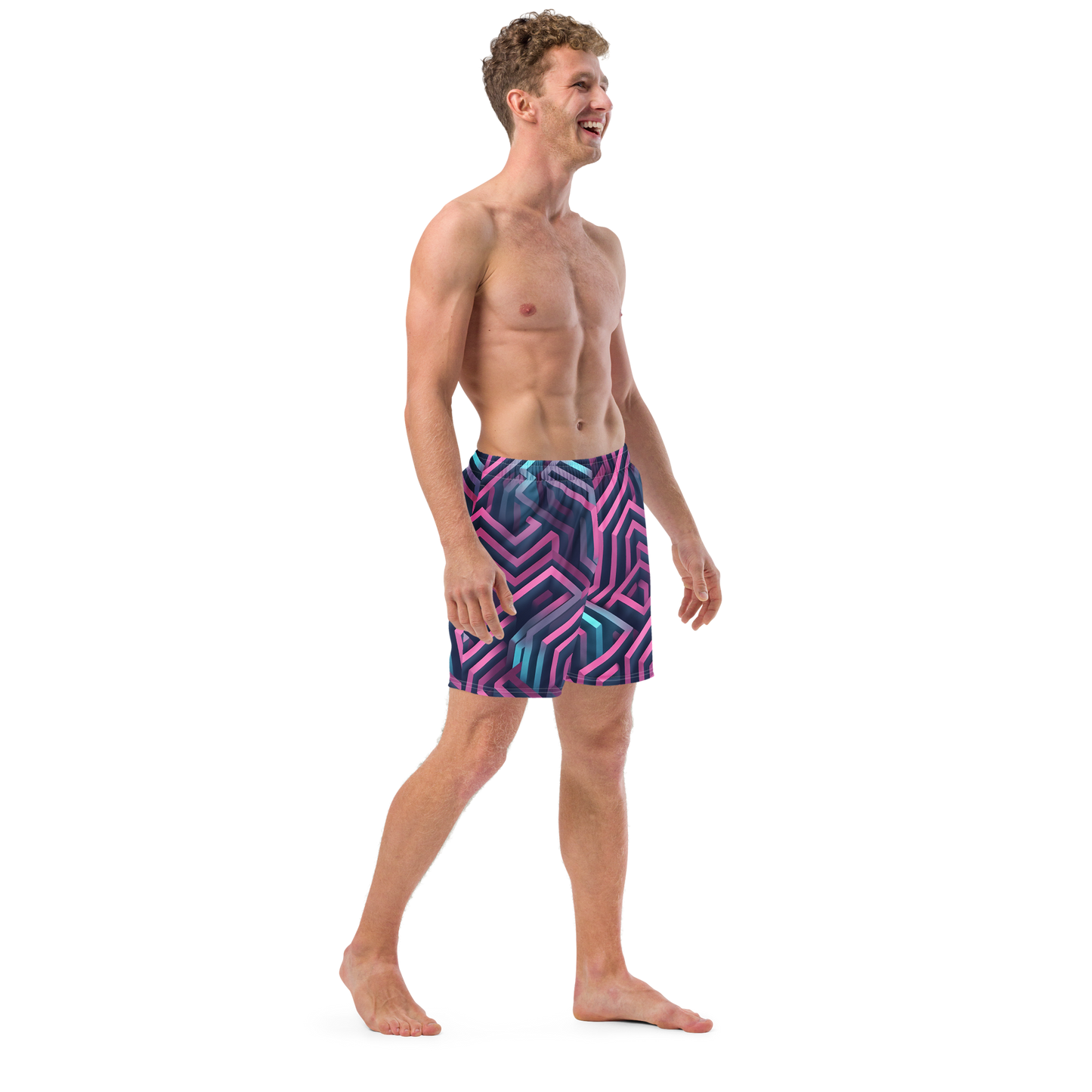 3D Maze Illusion | 3D Patterns | All-Over Print Recycled Swim Trunks - #4