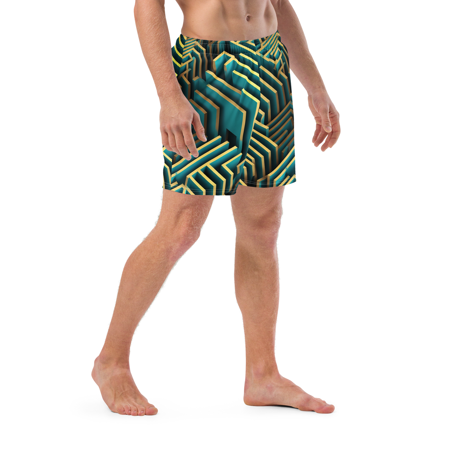 3D Maze Illusion | 3D Patterns | All-Over Print Recycled Swim Trunks - #5