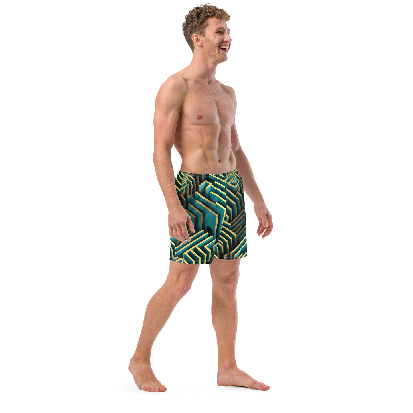 3D Maze Illusion | 3D Patterns | All-Over Print Recycled Swim Trunks - #5