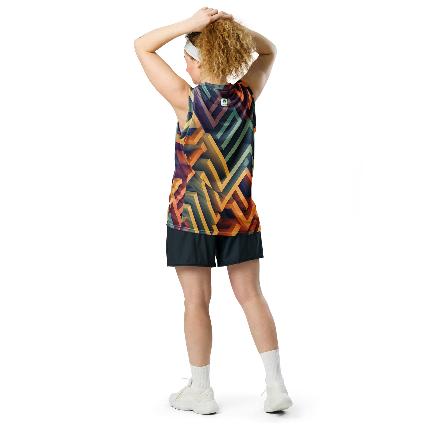 3D Maze Illusion | 3D Patterns | All-Over Print Recycled Unisex Basketball Jersey - #3