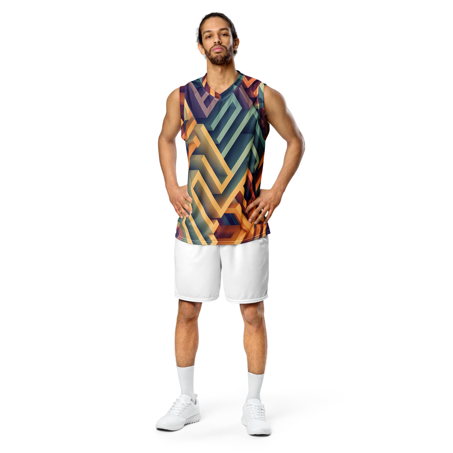 3D Maze Illusion | 3D Patterns | All-Over Print Recycled Unisex Basketball Jersey - #3