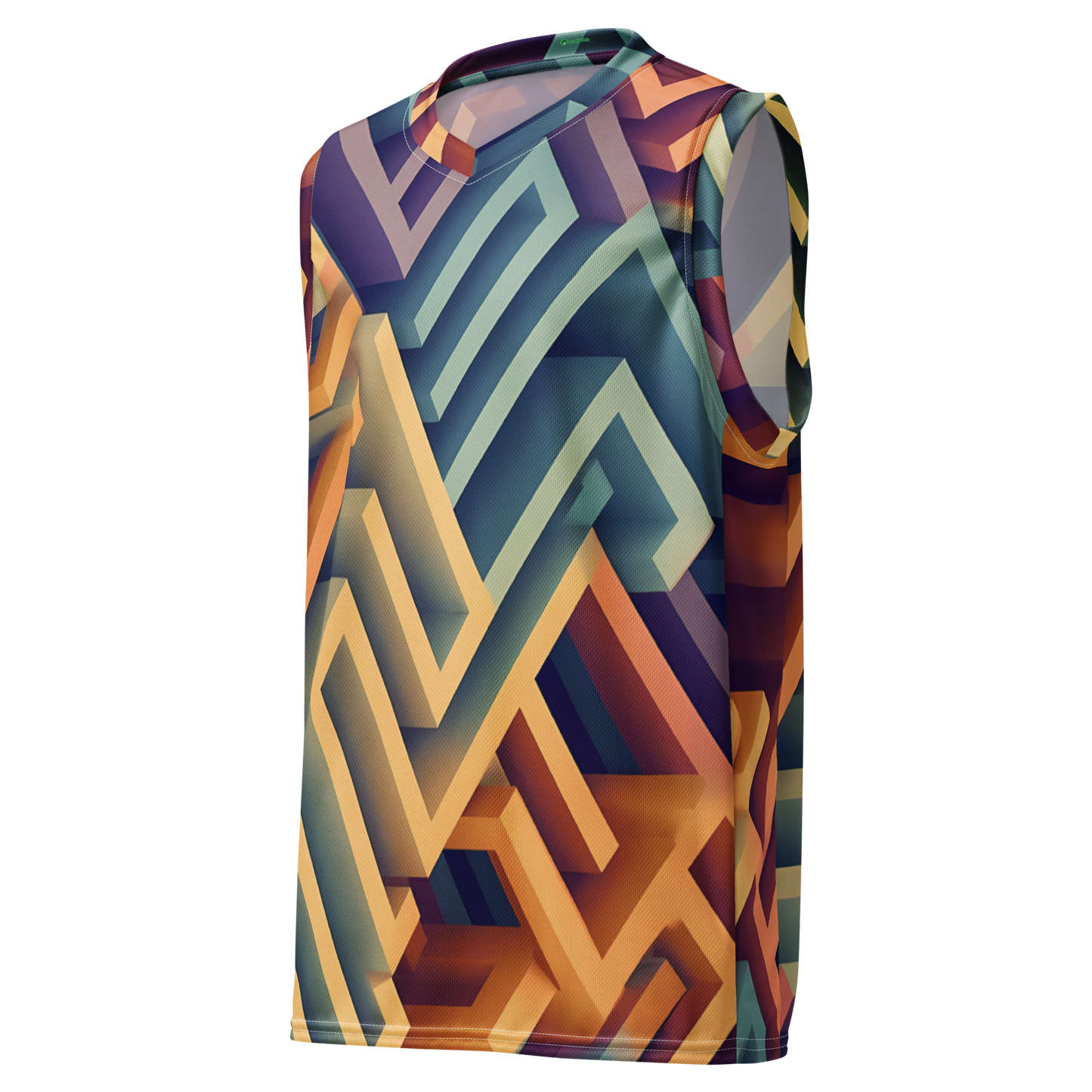 3D Maze Illusion | 3D Patterns | All-Over Print Recycled Unisex Basketball Jersey - #3