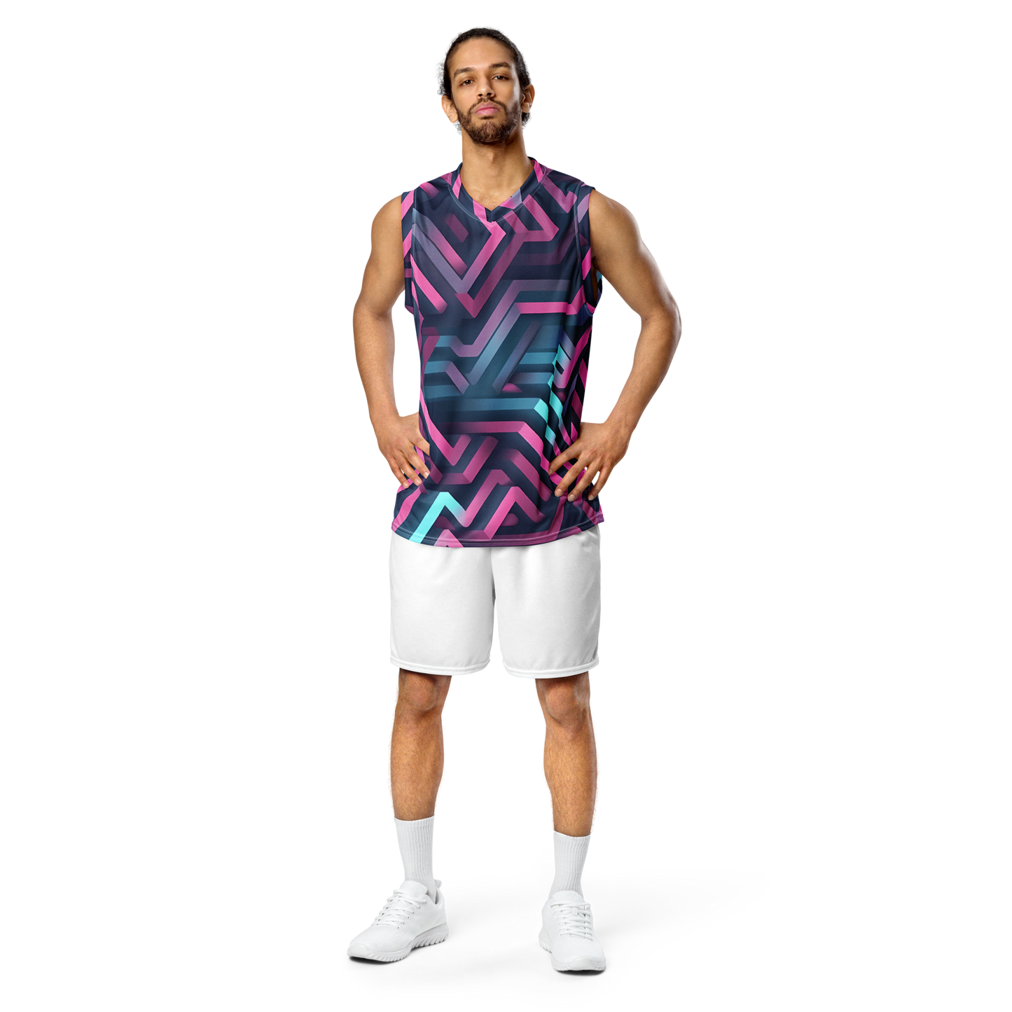 3D Maze Illusion | 3D Patterns | All-Over Print Recycled Unisex Basketball Jersey - #4