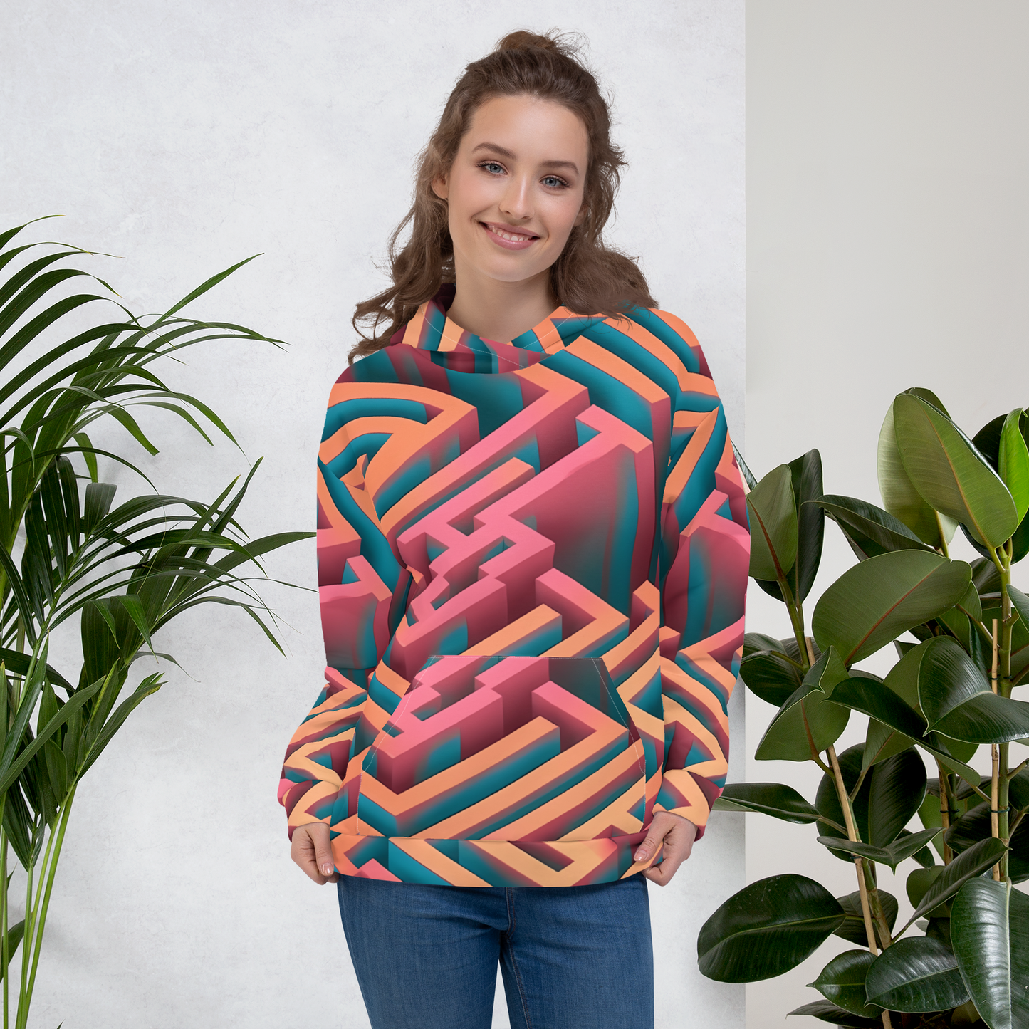 3D Maze Illusion | 3D Patterns | All-Over Print Unisex Hoodie - #1