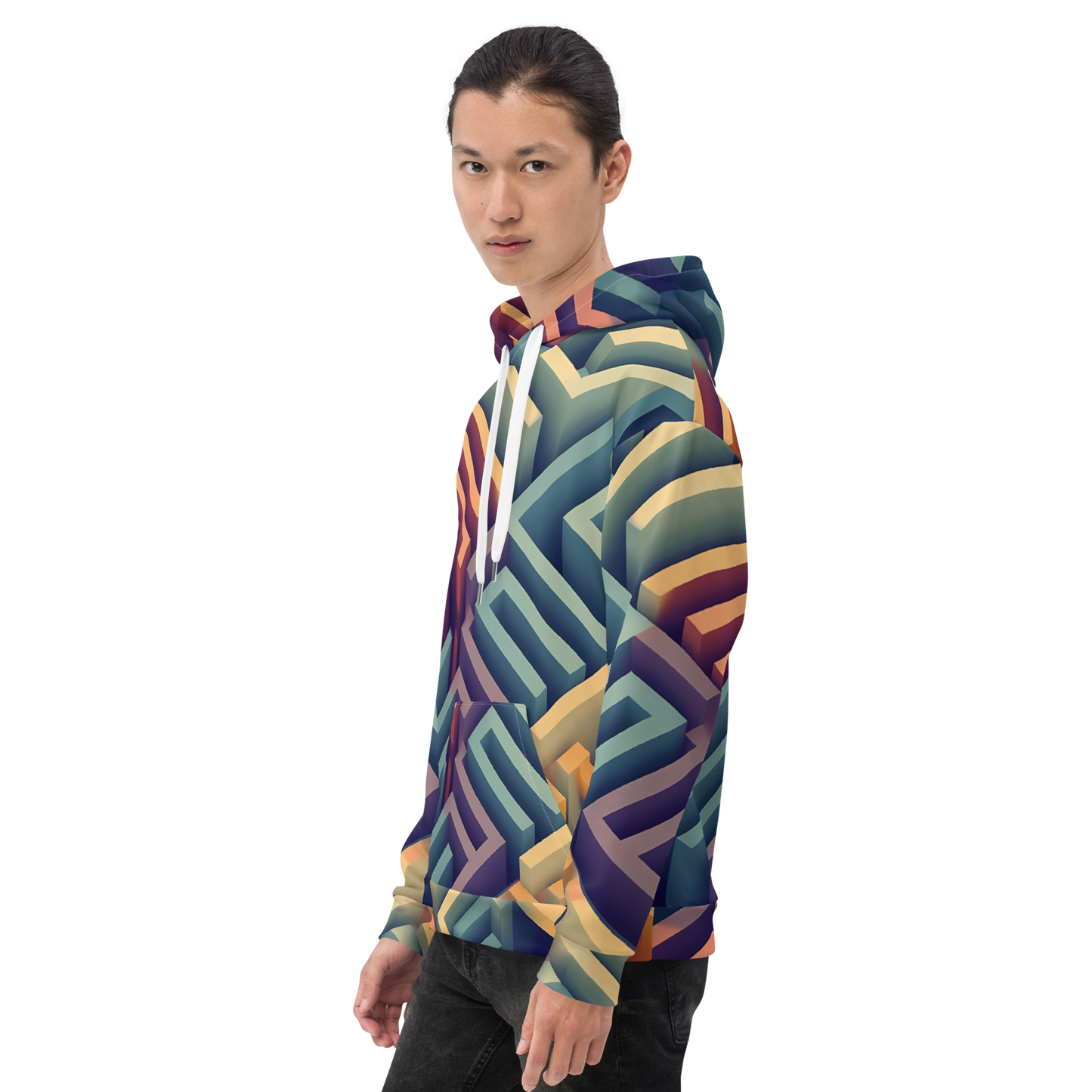3D Maze Illusion | 3D Patterns | All-Over Print Unisex Hoodie - #3