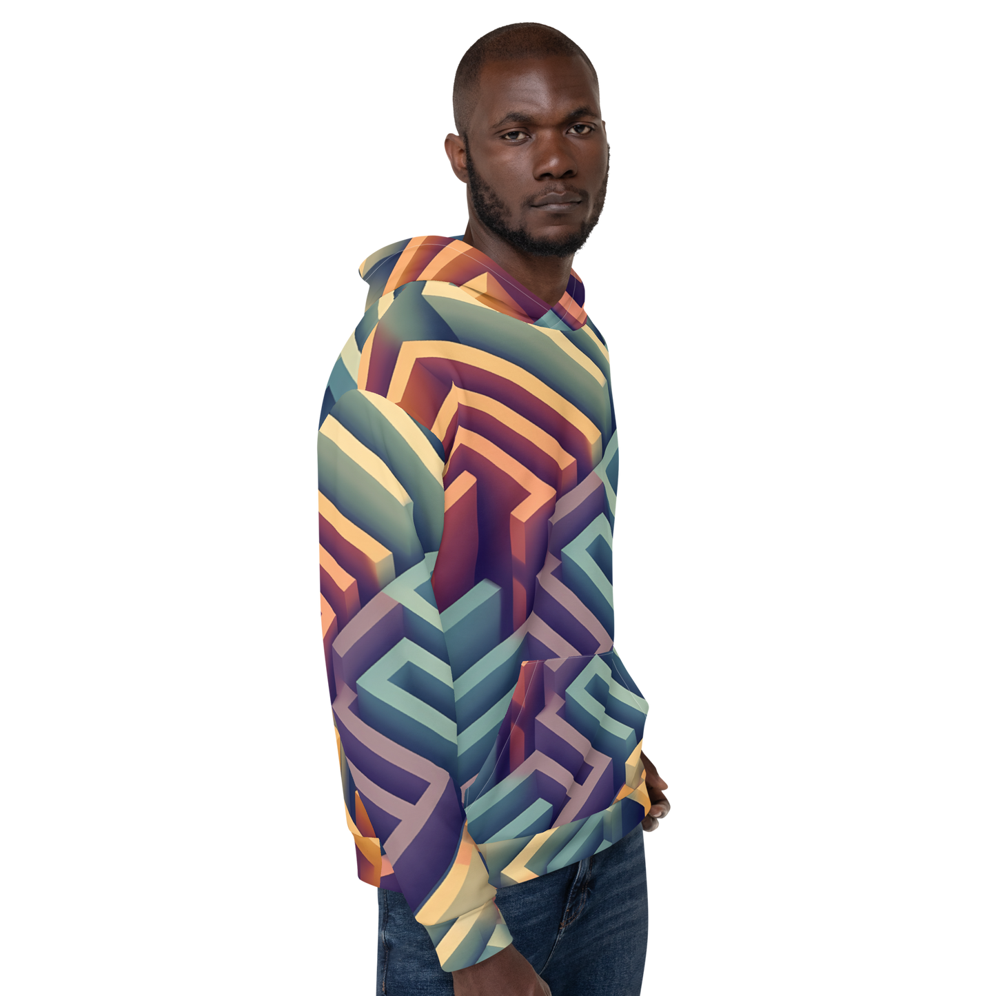 3D Maze Illusion | 3D Patterns | All-Over Print Unisex Hoodie - #3