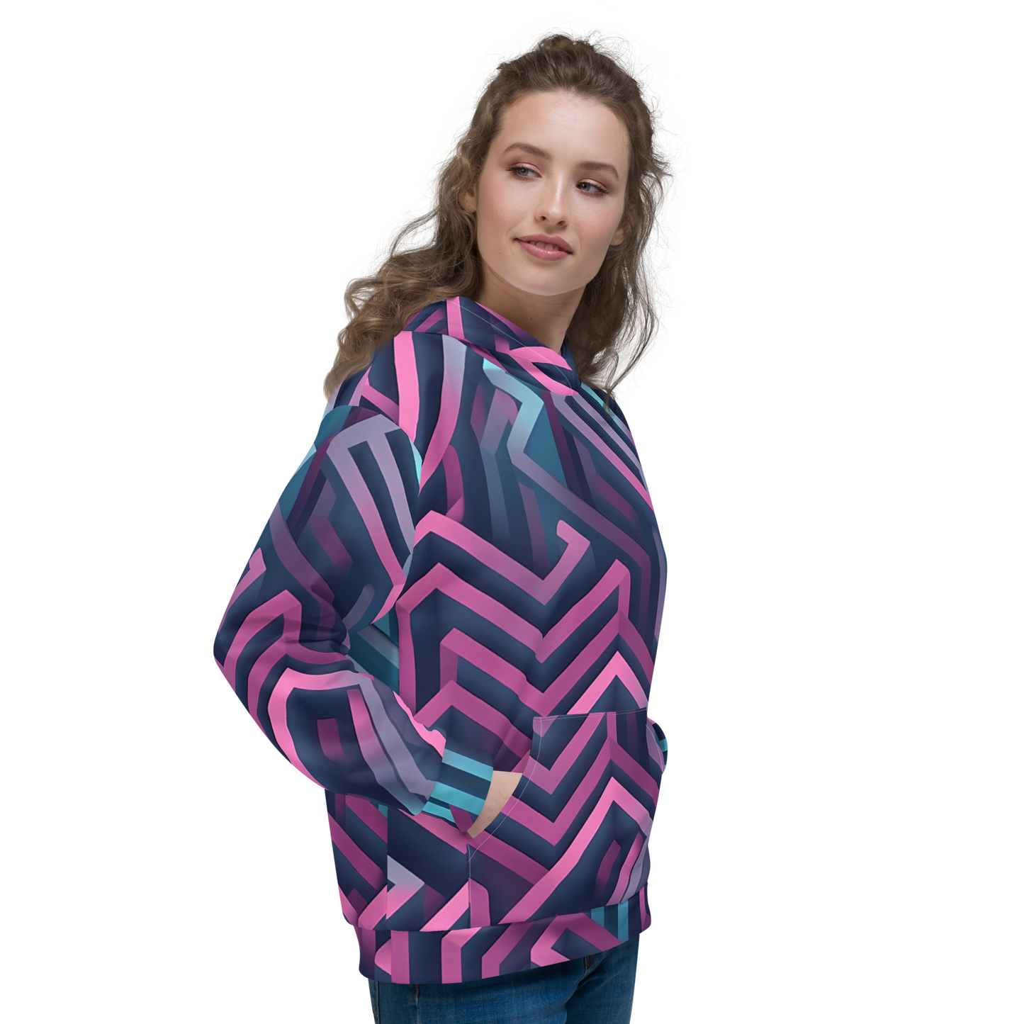 3D Maze Illusion | 3D Patterns | All-Over Print Unisex Hoodie - #4