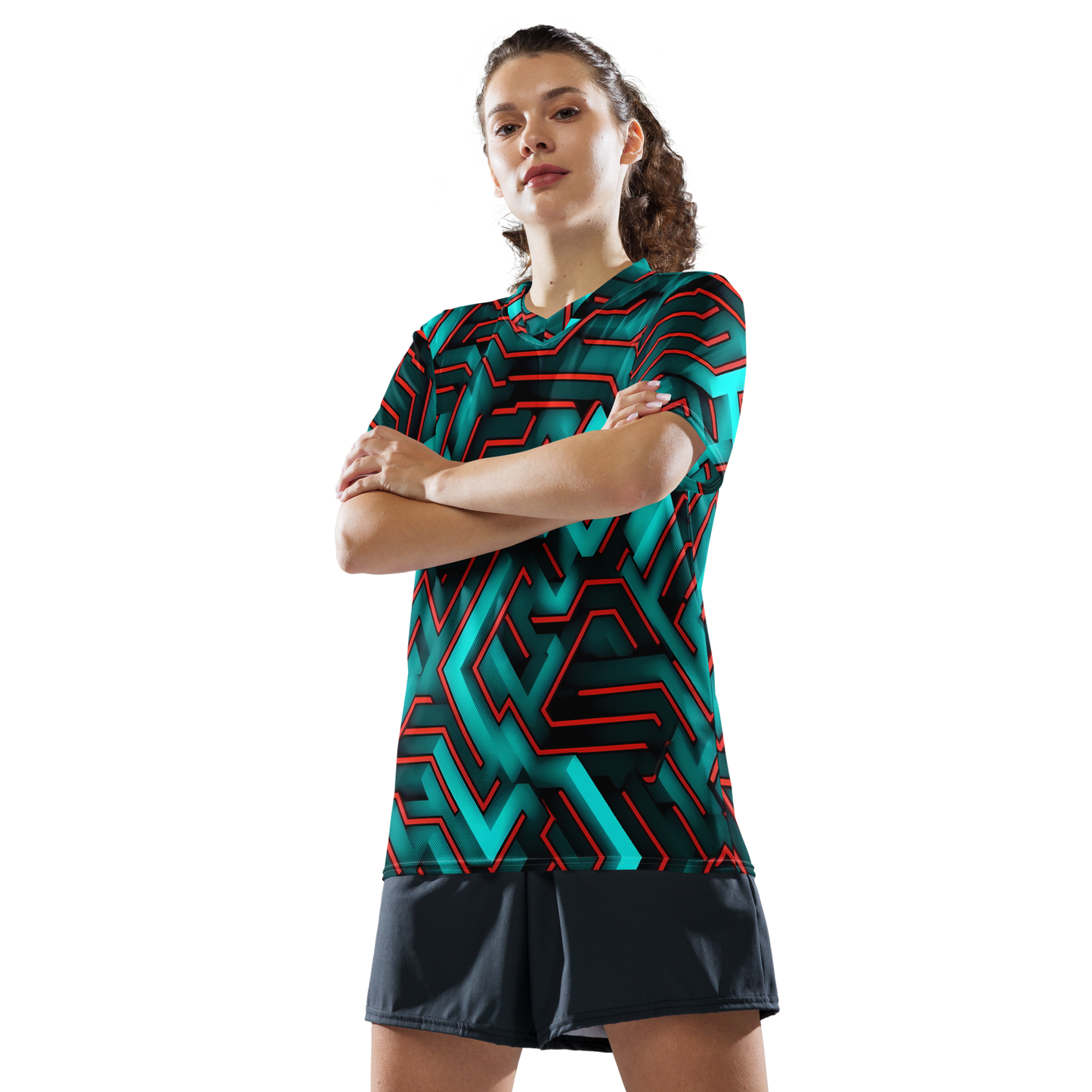 3D Maze Illusion | 3D Patterns | All-Over Print Recycled Unisex Sports Jersey - #2